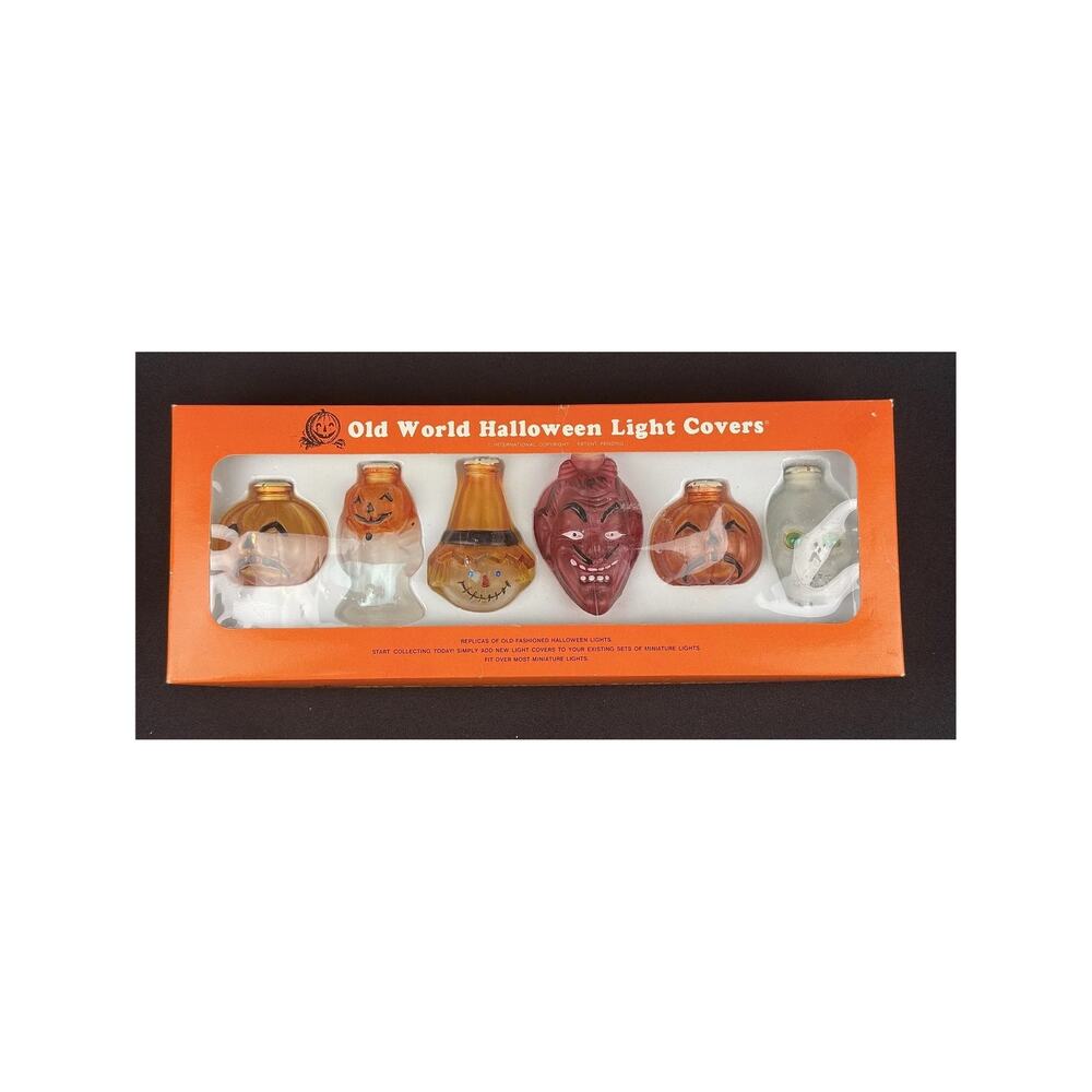 Vintage Glass Halloween Light Covers- Set of 6 in box